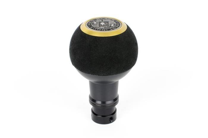 BFI Heavy Weight Shift Knob SCHWARZ - Black Alcantara - Gold Top (BMW Fitment)