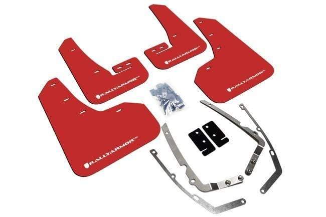 Rallyarmor 2015+ MKVII VW Golf/GTI/TSI Red Mud Flaps White Logo