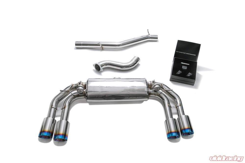 ARMYTRIX Stainless Steel Valvetronic Catback Exhaust System Quad Blue Coated Tips Volkswagen Golf R MK7.5 17+