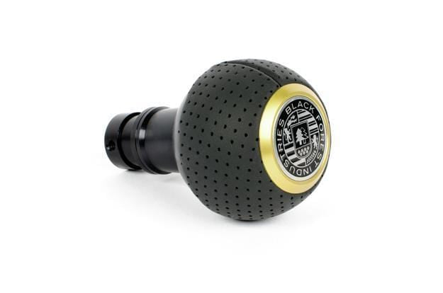 BFI Heavy Weight Shift Knob Black Anodized - Air Leather - Gold Top (981 / 991 Porsche Fitment)