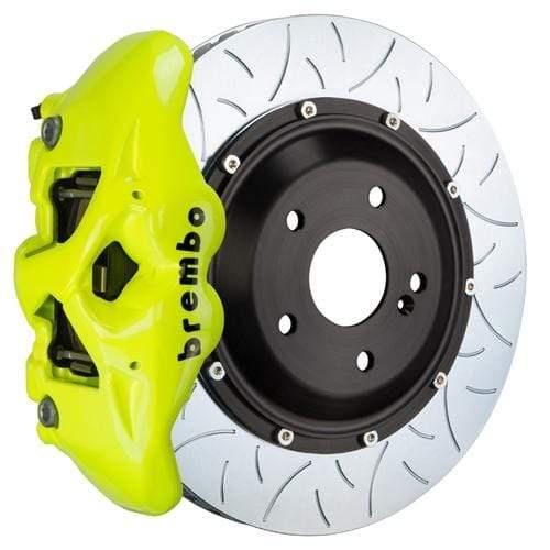 Brembo GT Systems 380x28 2-Piece 4-Piston Fluo. Yellow Slotted Type-3 Rear
