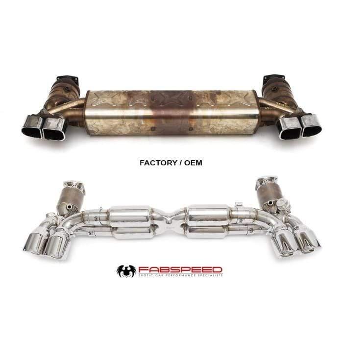 Fabspeed Valvetronic Supersport X-Pipe Exhaust - Porsche 991.2 Turbo/S - Race - Includes Cat Bypass - Deluxe Quad Tips (Wet Black)