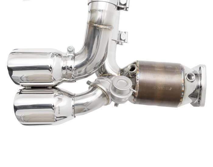 Fabspeed Valvetronic Supersport X-Pipe Exhaust - Porsche 991.2 Turbo/S - Race - Includes Cat Bypass - Deluxe Quad Tips (Wet Black)